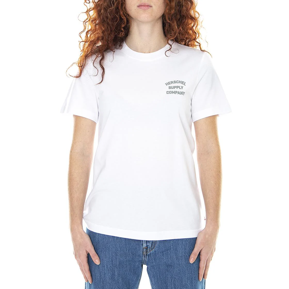 Stack Logo - Women's Crew Neck T-Shirt White / Bright White / Grey Women HERSCHEL - Image 2