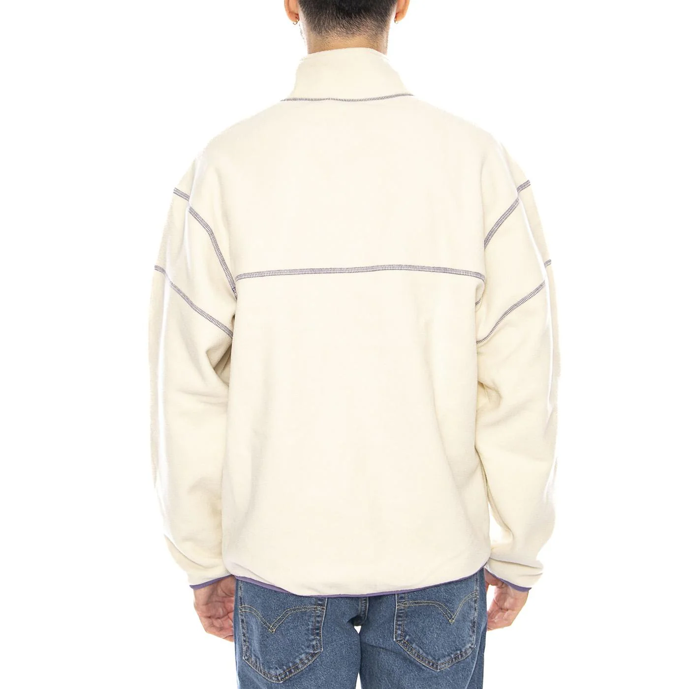 Elysian Quarter Zip Fleece -- Men's Zip Neck Bone Sweatshirt HUF - Image 3