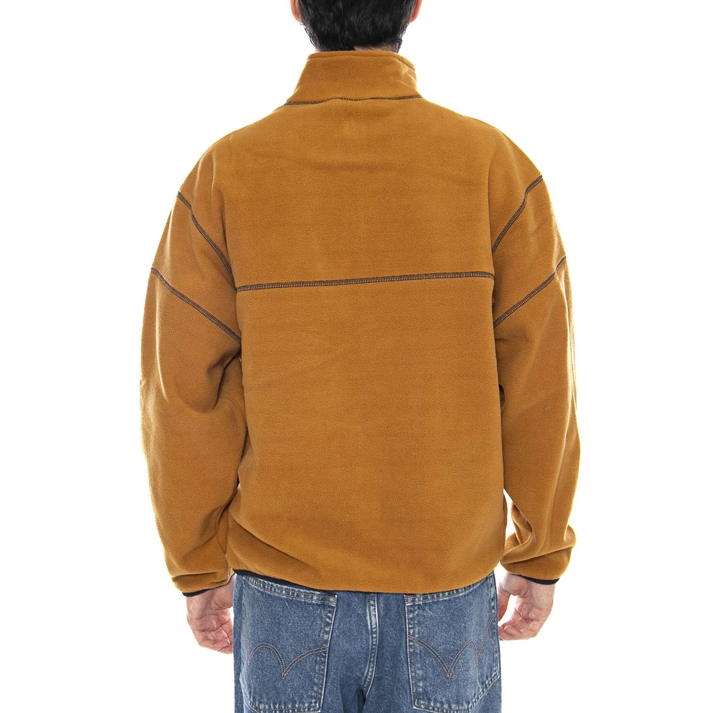 Elysian Quarter Zip Fleece Latte - Men's Brown Sweatshirt HUF - Image 3