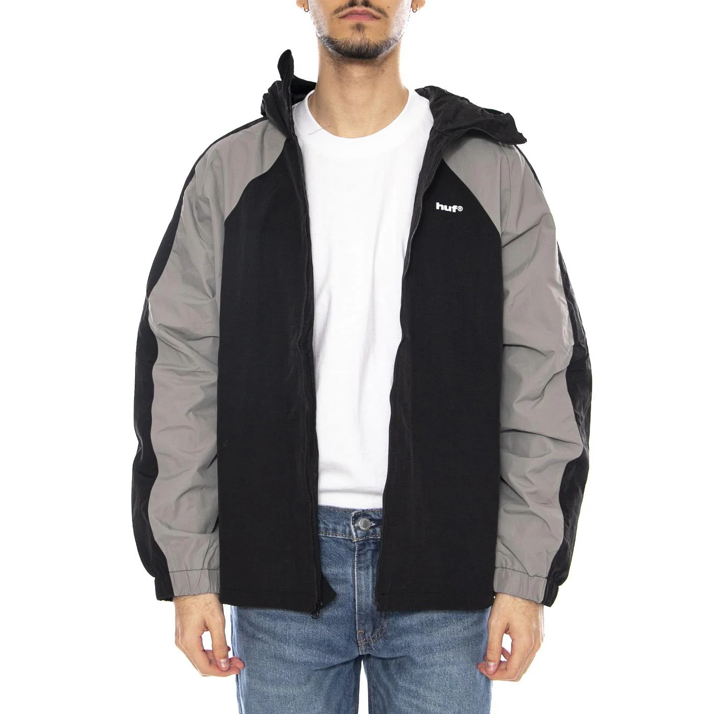 HUF Set Shell Jacket -- Men's Black Hooded Jacket HUF Men - Image 2