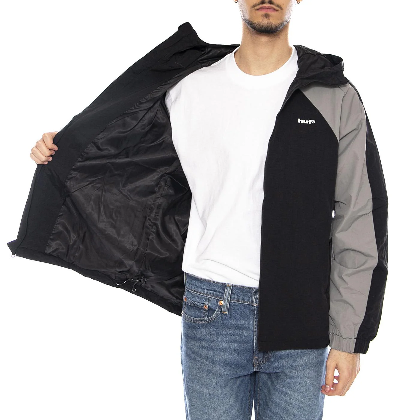 HUF Set Shell Jacket -- Men's Black Hooded Jacket HUF Men - Image 4