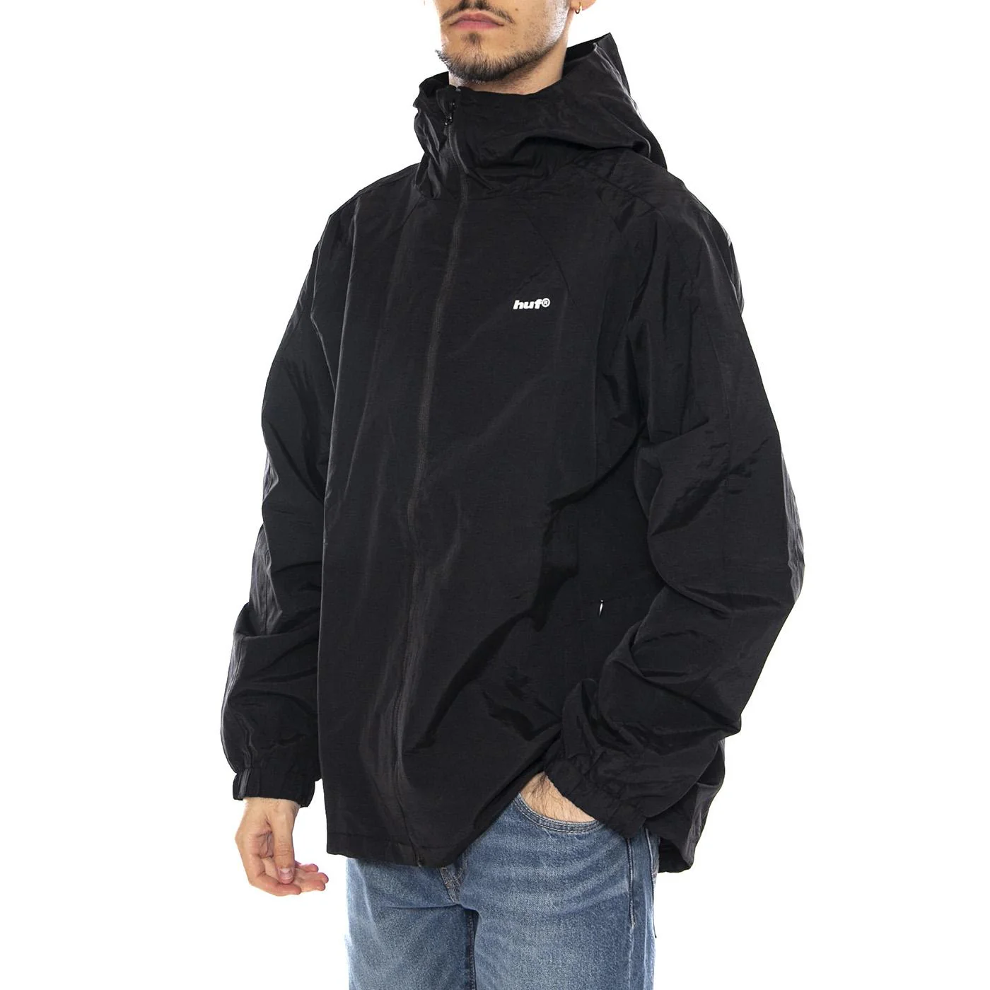 HUF Set Shell Jacket -- Men's Black Hooded Jacket HUF Men