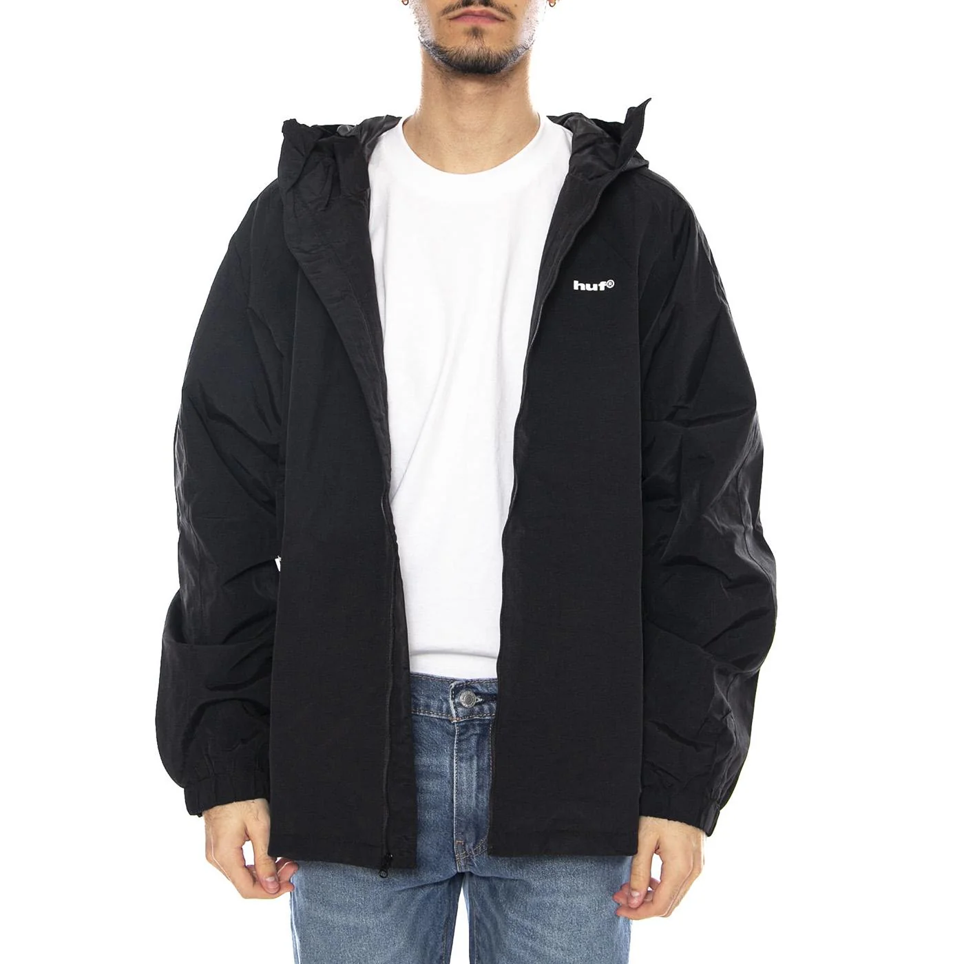 HUF Set Shell Jacket -- Men's Black Hooded Jacket HUF Men - Image 2