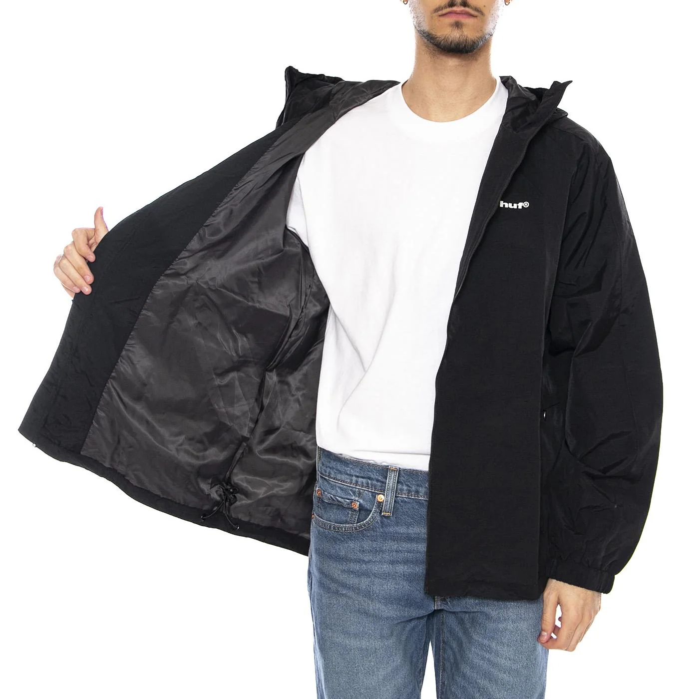 HUF Set Shell Jacket -- Men's Black Hooded Jacket HUF Men - Image 4