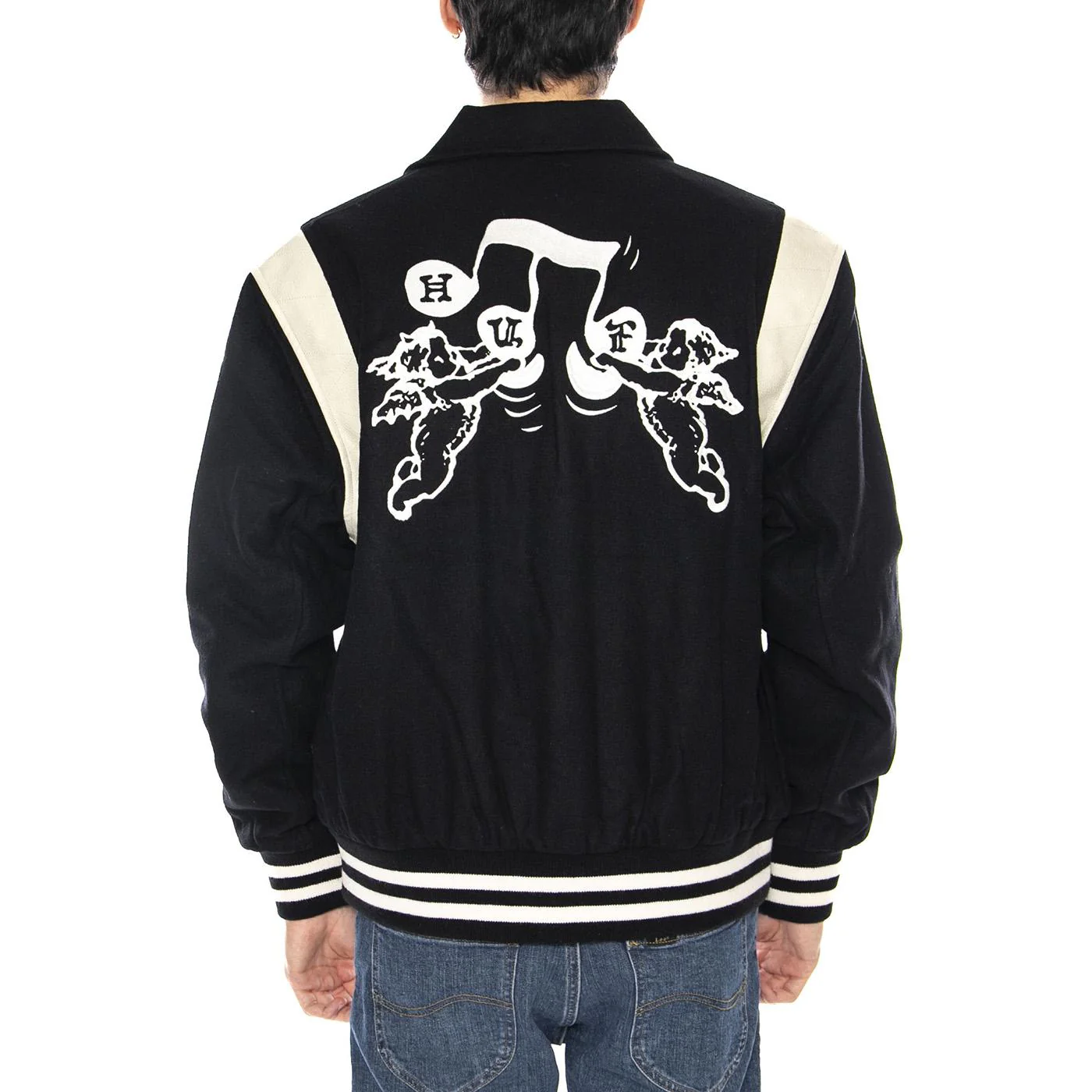 Song Varsity Jacket Black - Men's Black Jacket HUF Men - Image 3
