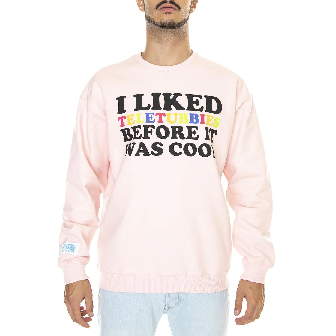 Mens Now Cool Crew Pink Sweatshirt - Image 2