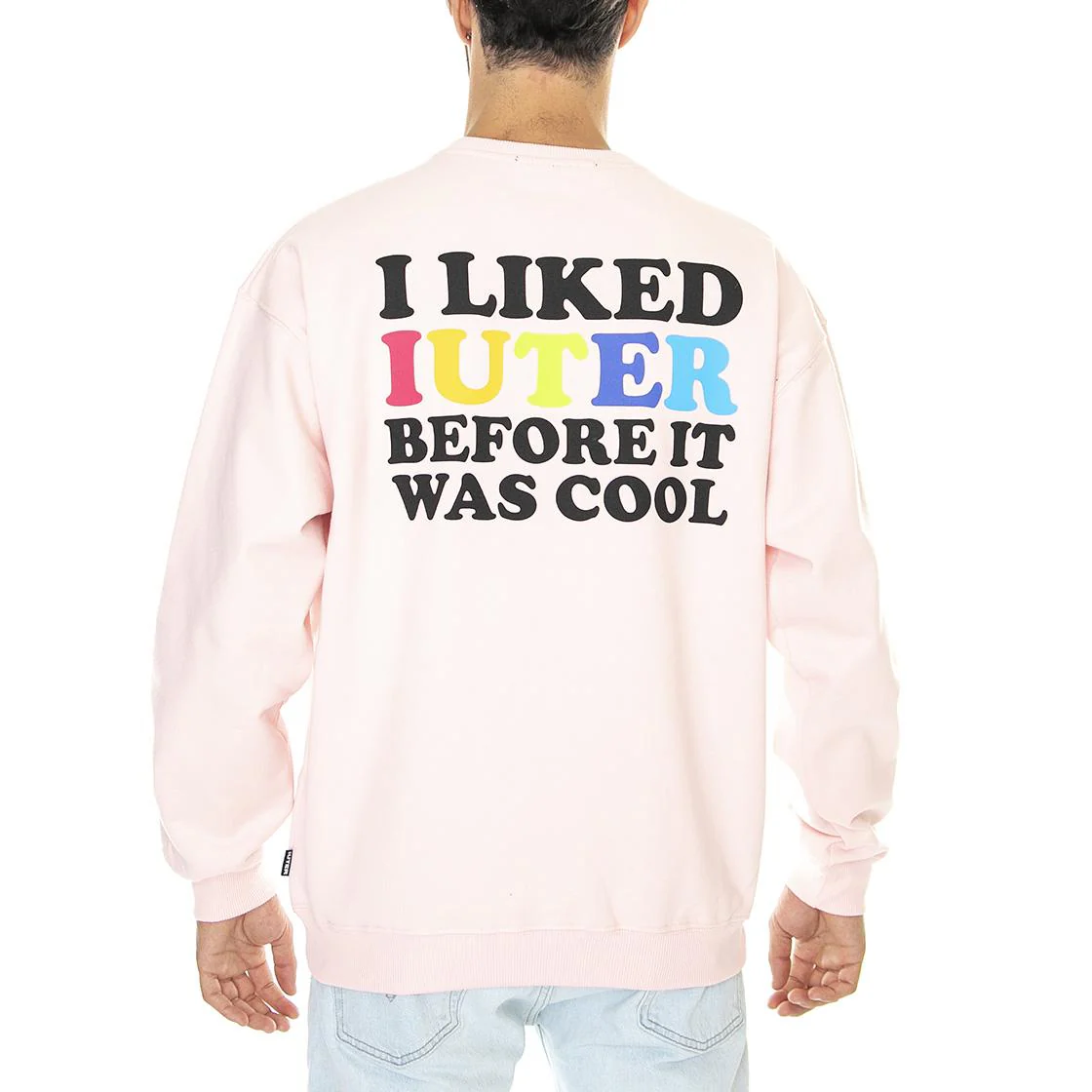 Mens Now Cool Crew Pink Sweatshirt - Image 3