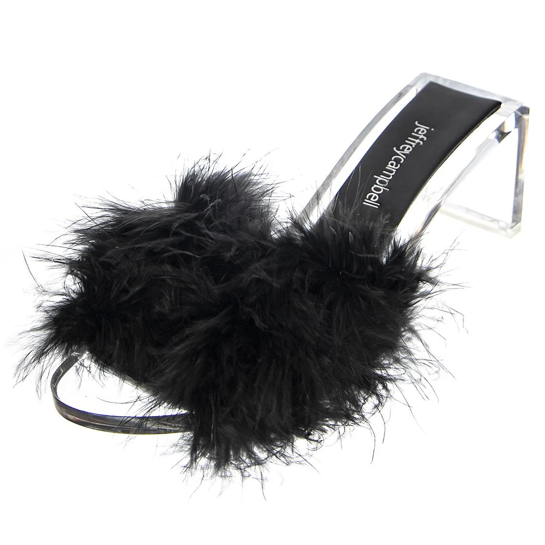 Womens Luxuries Black Faux Suede+Fur Sandals