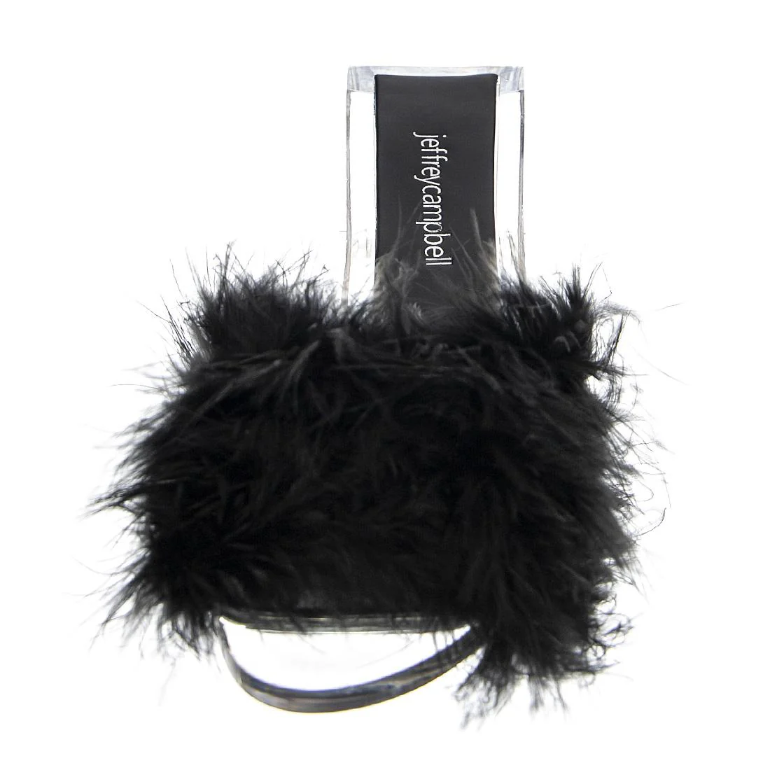 Womens Luxuries Black Faux Suede+Fur Sandals - Image 3