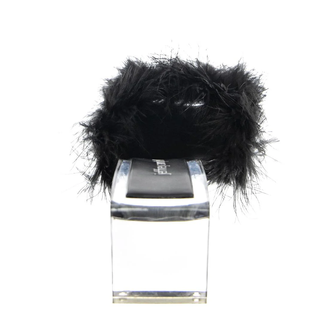 Womens Luxuries Black Faux Suede+Fur Sandals - Image 4