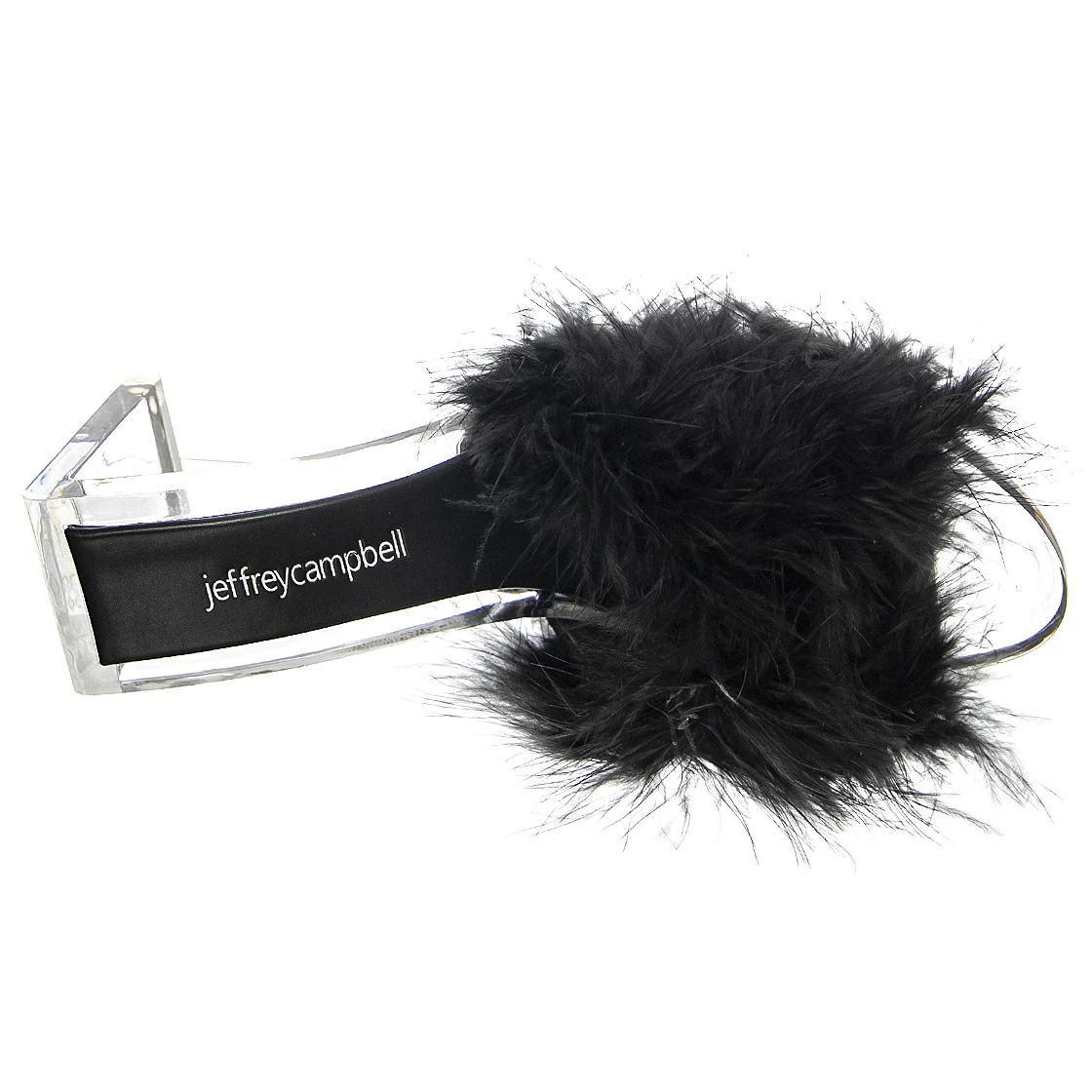 Womens Luxuries Black Faux Suede+Fur Sandals - Image 6