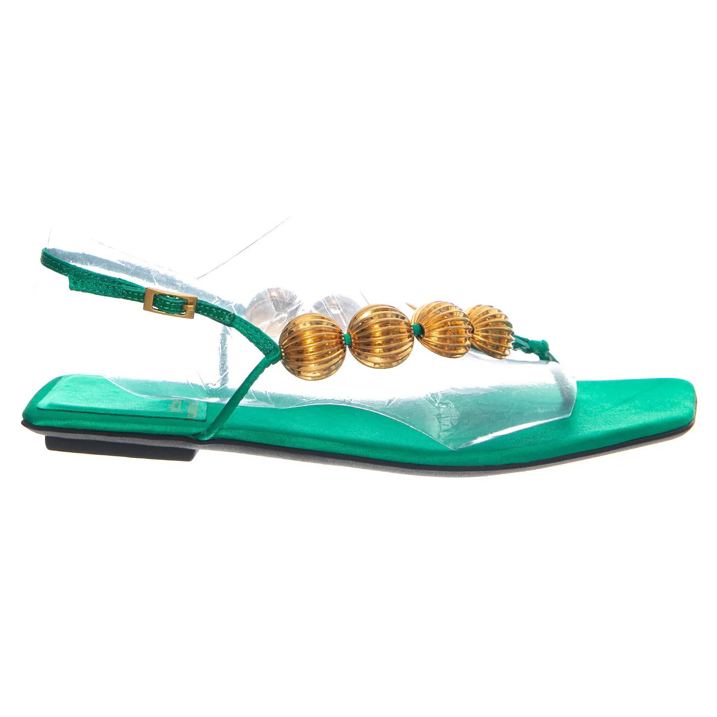 YUCATAN GREEN SATIN GOLD - Women's Green Sandal JEFFREY CAMPBELL
