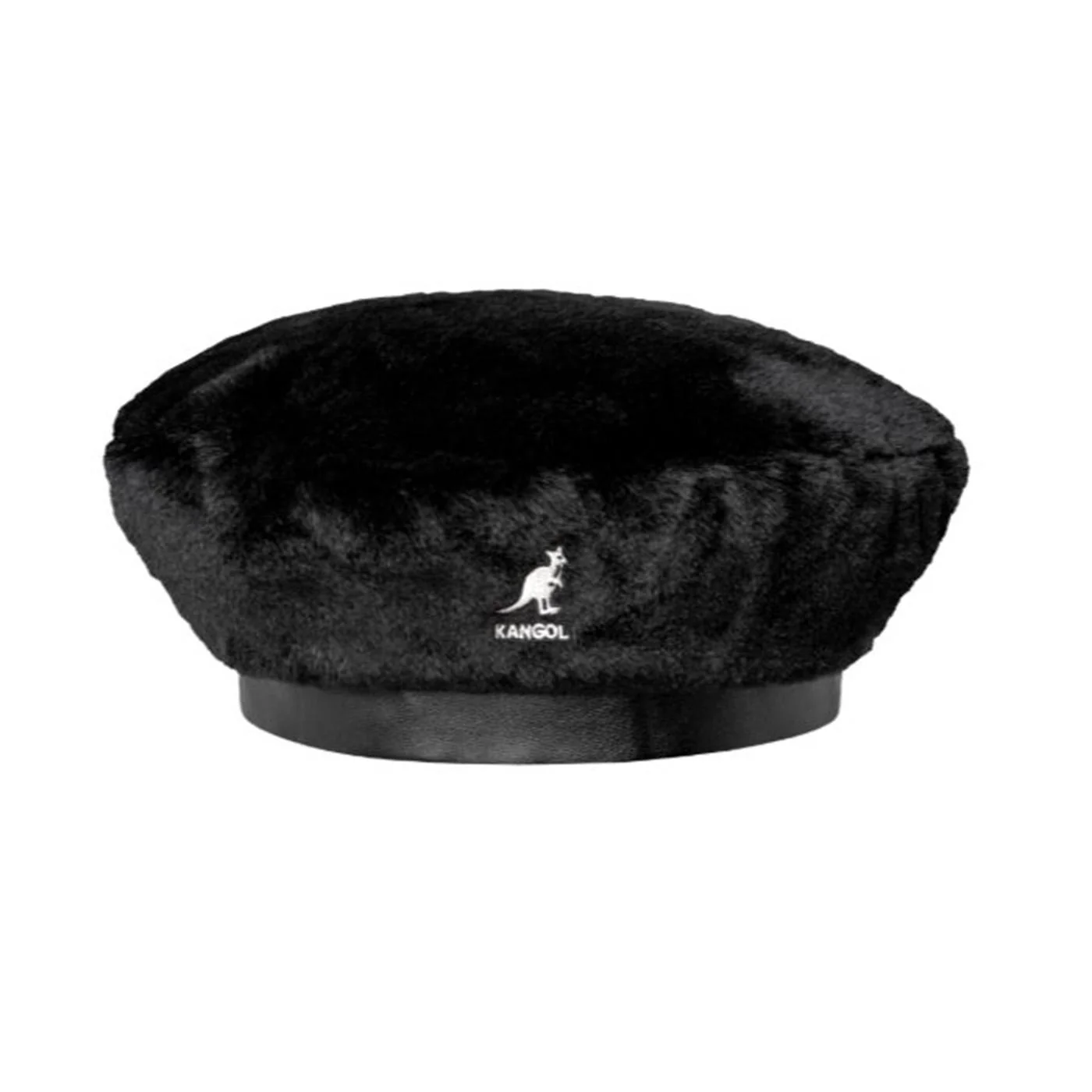Faux Fur Beret -- Solid Black Hat KANGOL ACCESSORIES