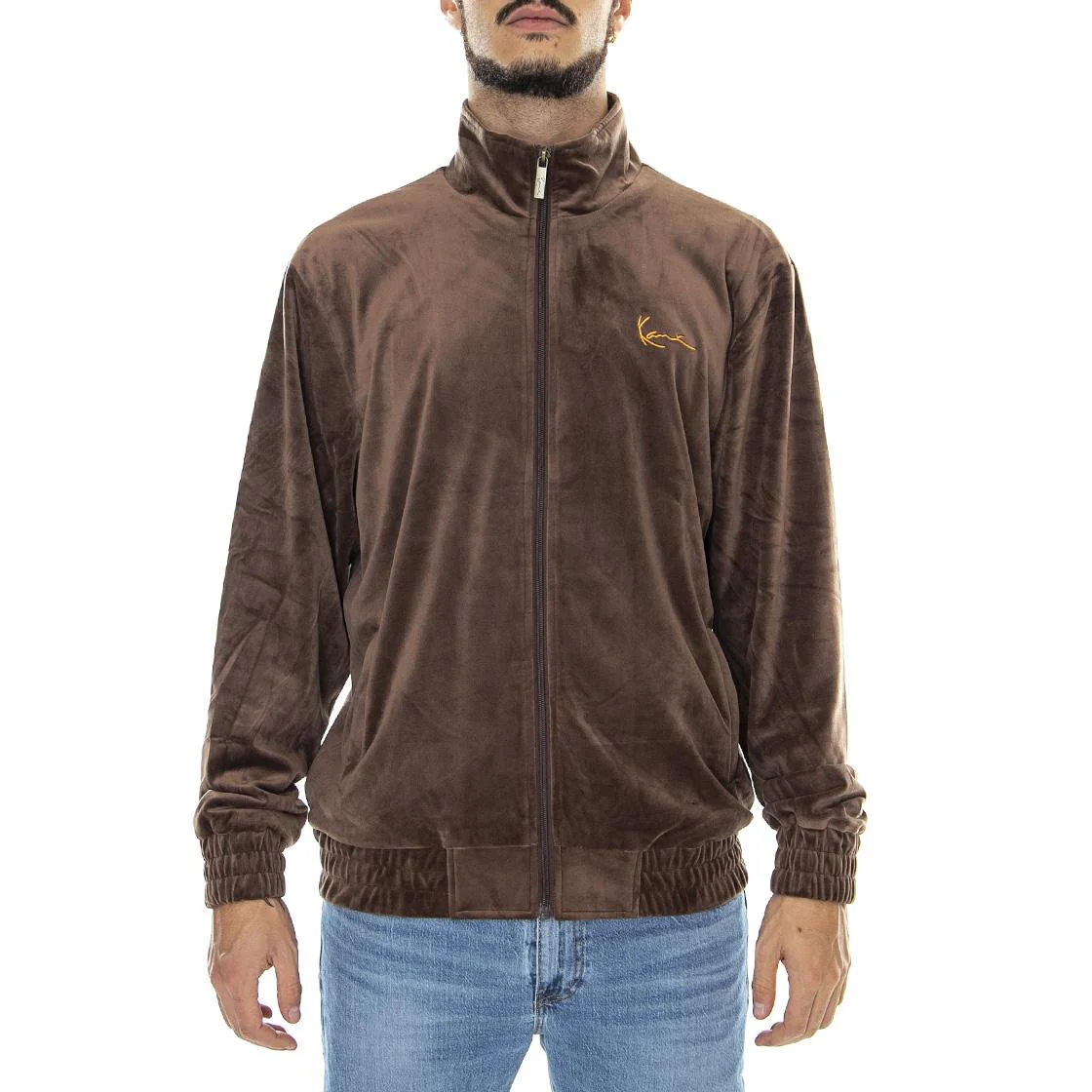 Mens Small Signature Velvet Brown High Neck Sweatshirt - Image 2