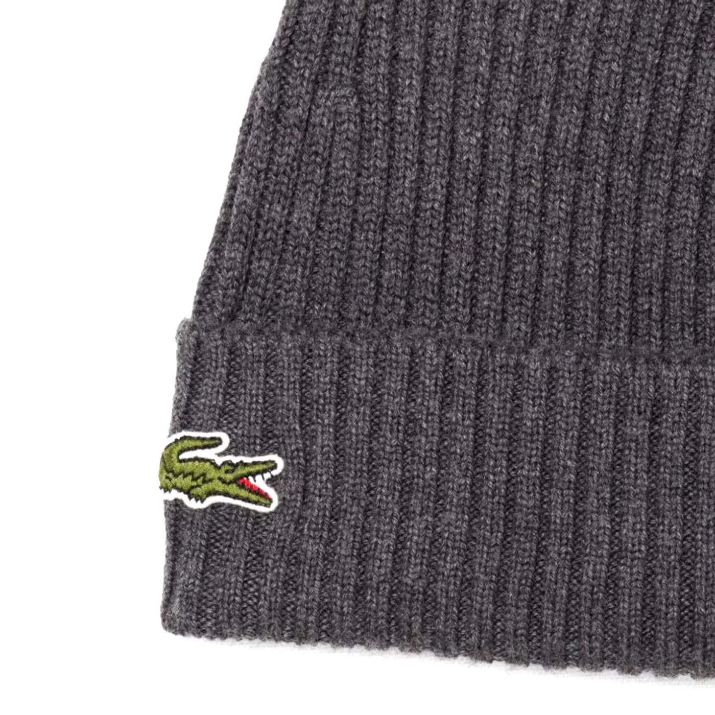 LACOSTE 050 Beanie Hat Grey - Grey Knit Hat - Image 2