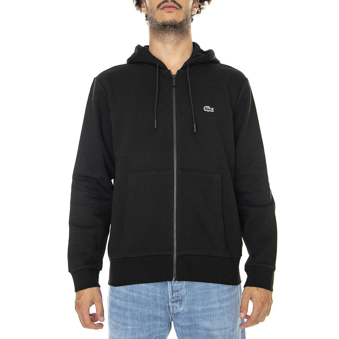 Mens Sweatshirt-031 Black Zip Up Hooded Sweatshirt - Image 2