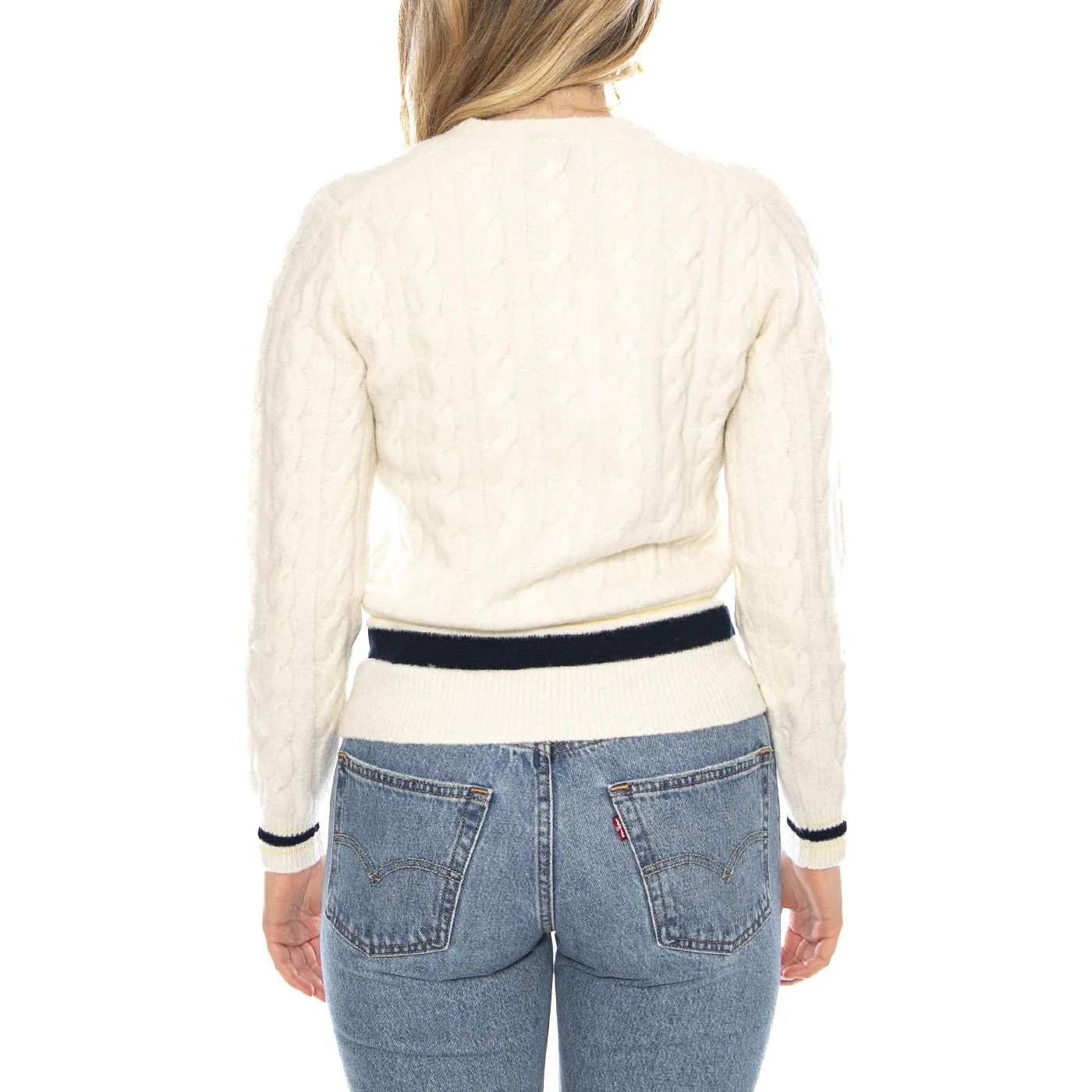Lacoste XFJ Pullover -- Women's White V-Neck Sweater LACOSTE - Image 3