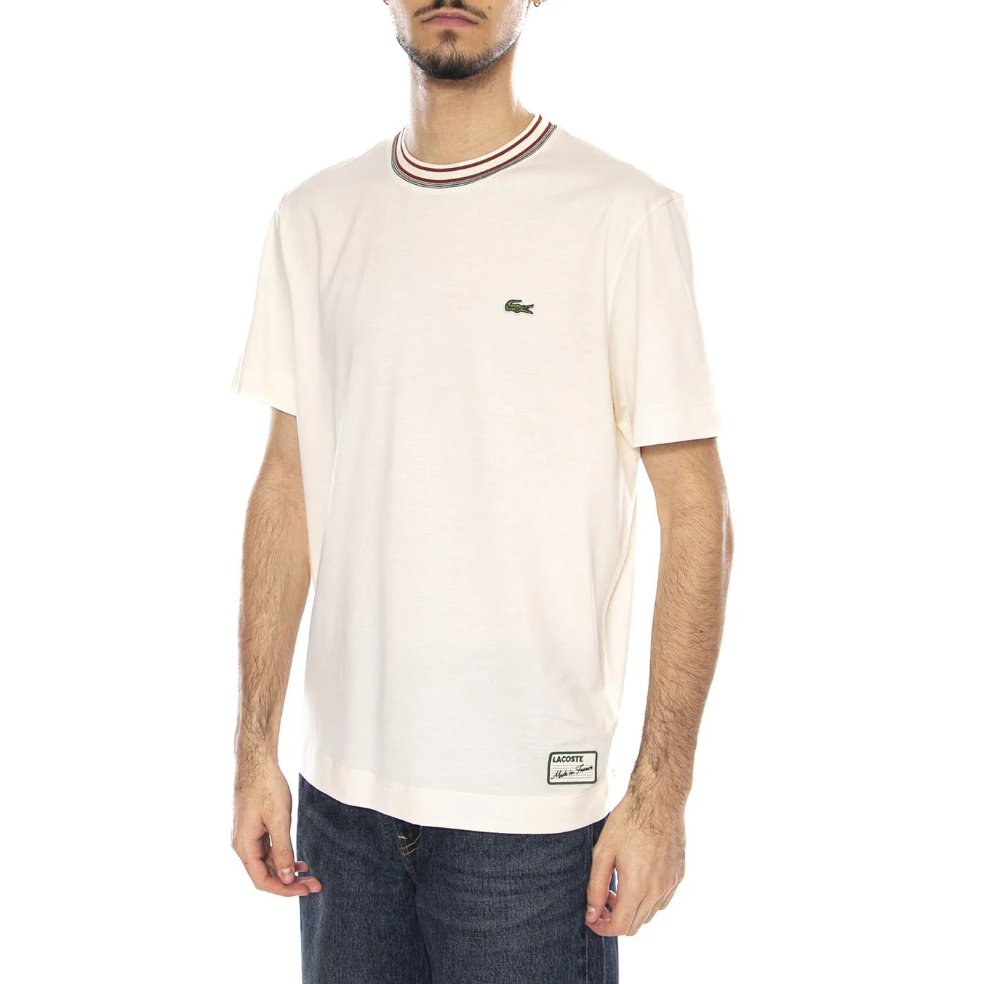 XFJ T-Shirt -- Men's Crew Neck White T-Shirt LACOSTE
