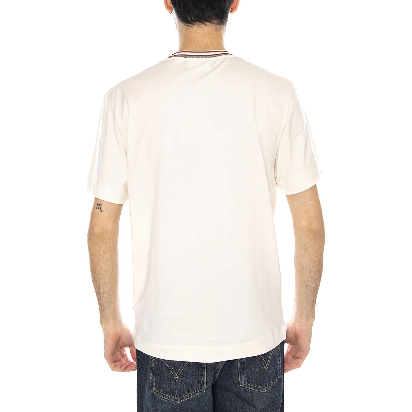 XFJ T-Shirt -- Men's Crew Neck White T-Shirt LACOSTE - Image 3