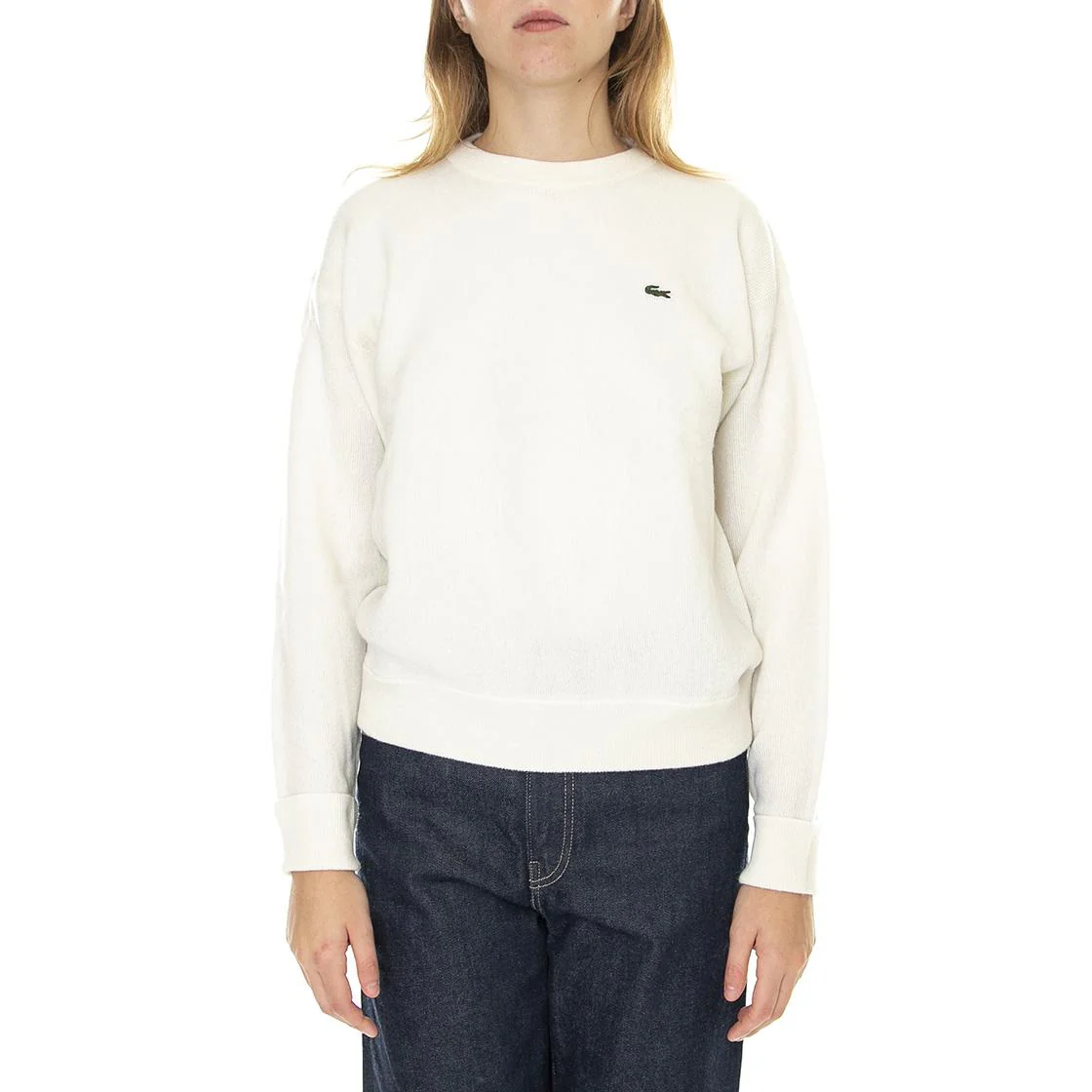 Womens Pullover-70V White Crewneck Sweater - Image 2