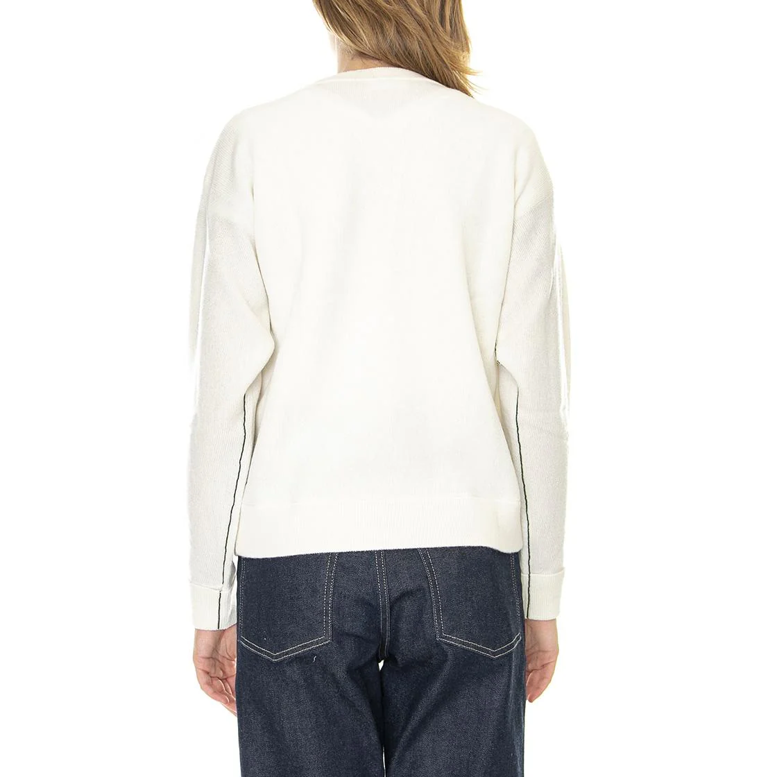 Womens Pullover-70V White Crewneck Sweater - Image 3