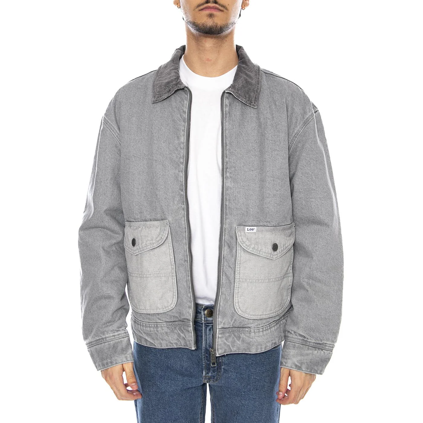 91U Utility Jacket Geminy Grey - Men's Denim Jeans Jacket Grey Men's LEE - Image 2