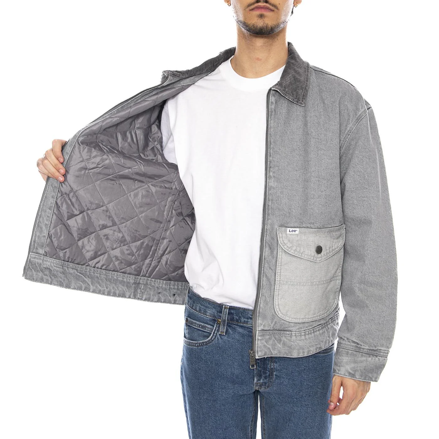 91U Utility Jacket Geminy Grey - Men's Denim Jeans Jacket Grey Men's LEE - Image 4