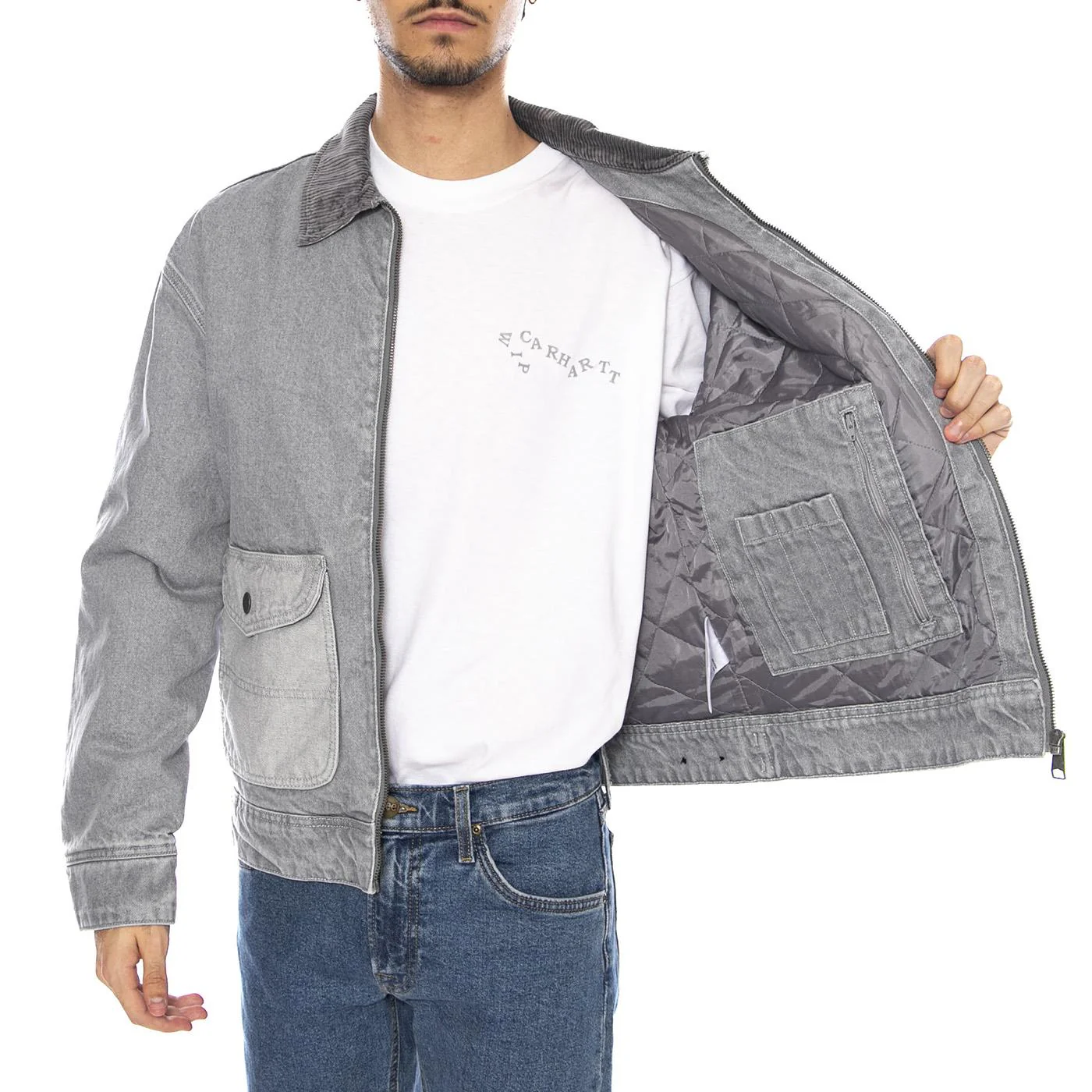 91U Utility Jacket Geminy Grey - Men's Denim Jeans Jacket Grey Men's LEE - Image 5