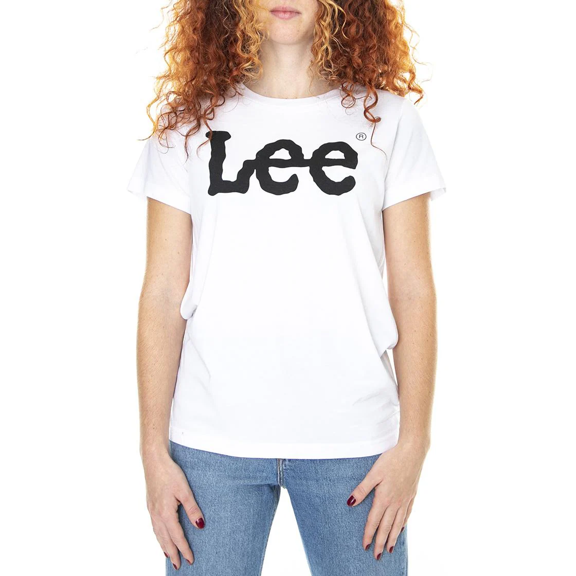 Logo - Women's White Crew Neck T-Shirt Woman LEE - Image 2