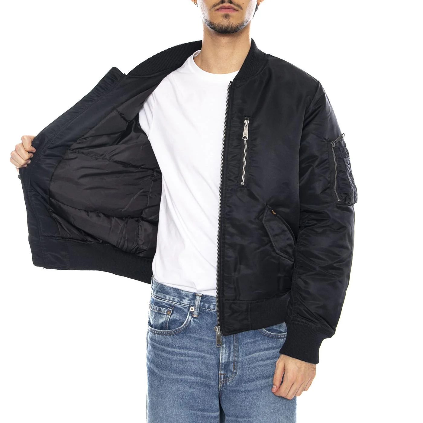 Bomber Jacket Black - Men's Black Bomber Jacket LEE - Image 4