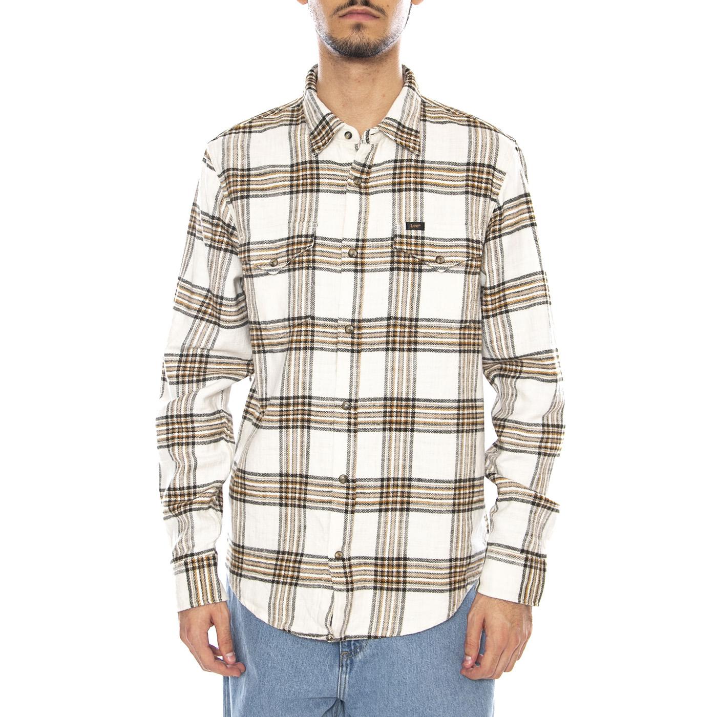 Clean Western Shirt Ecru Ochre Plaid - Men's Cream / Multicolor Checked T-Shirt LEE - Image 2