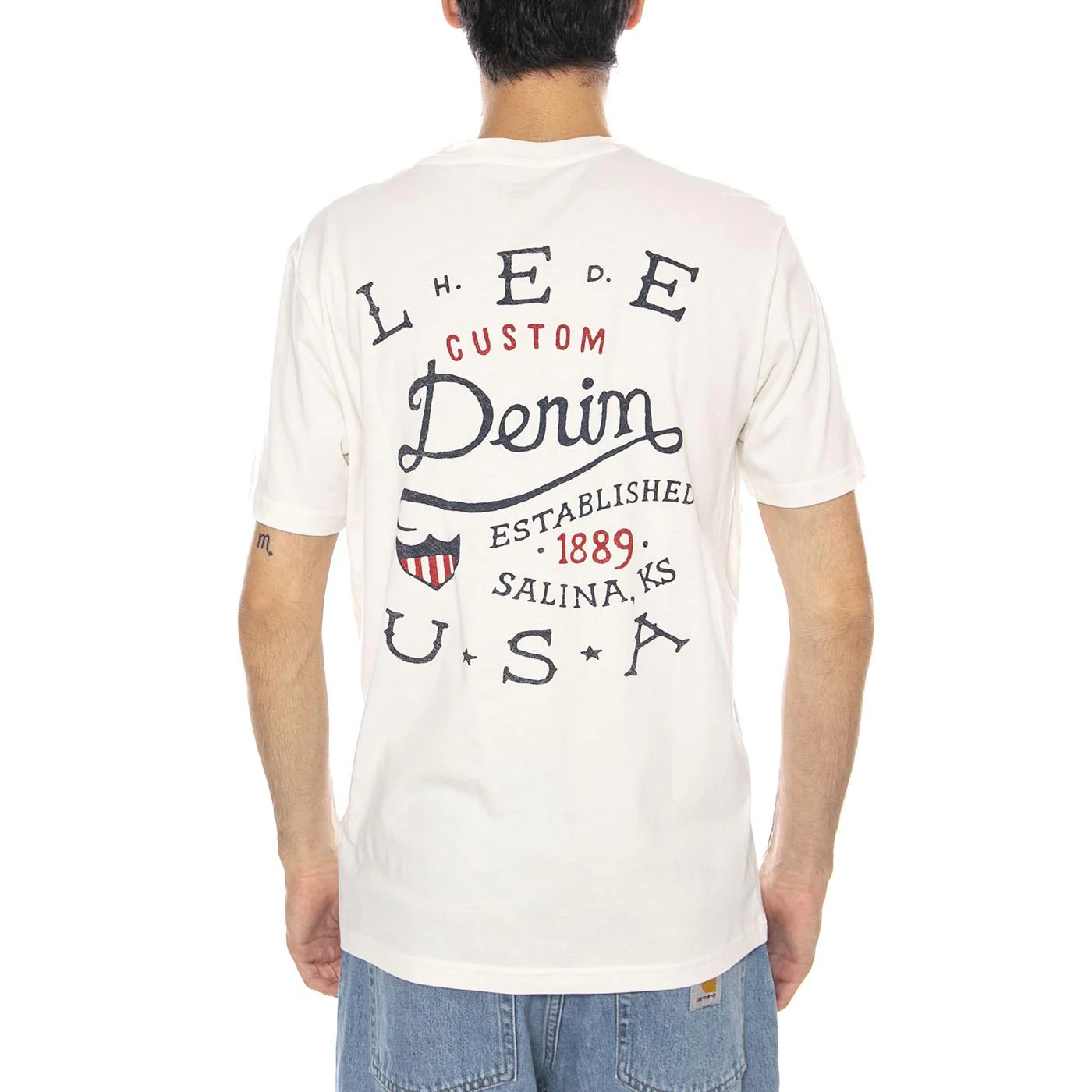 Essential Graphic Tee Ecru - Men's Crew Neck T-Shirt Cream Men's LEE - Image 3