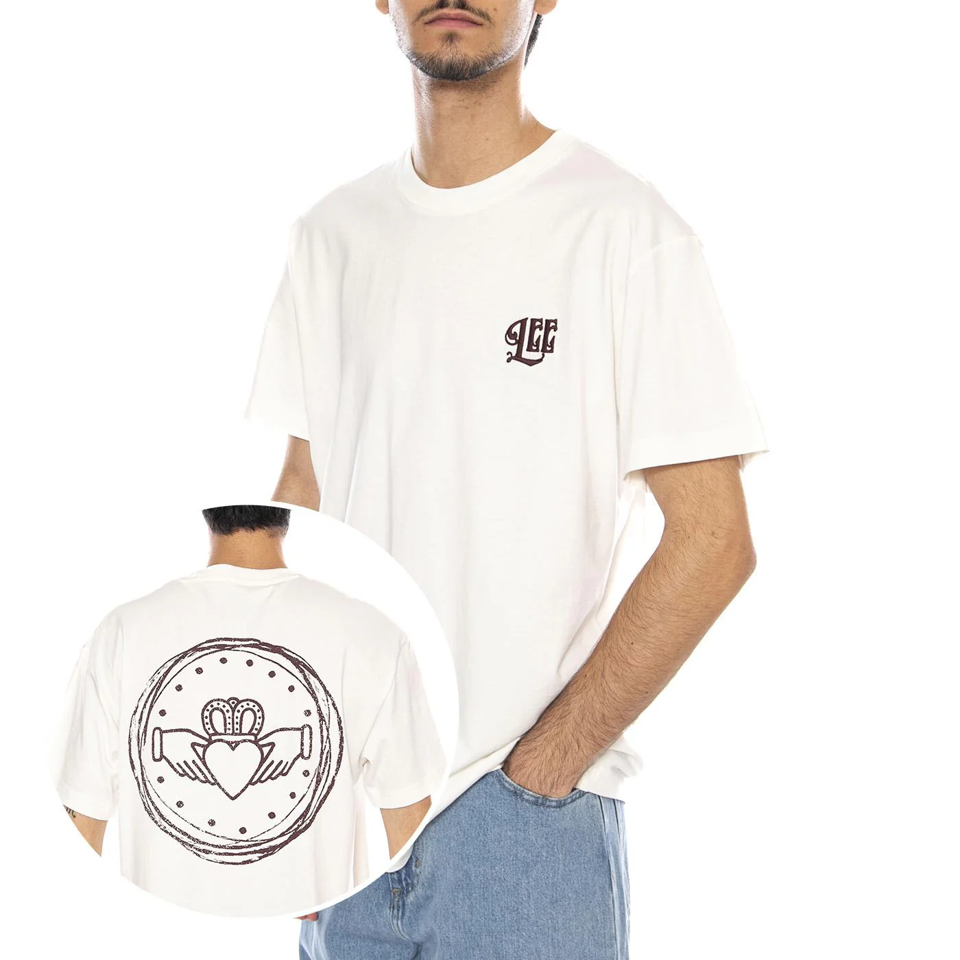 Relaxed Graphic Tee Ecru - Men's Crew Neck T-Shirt Cream Men's LEE