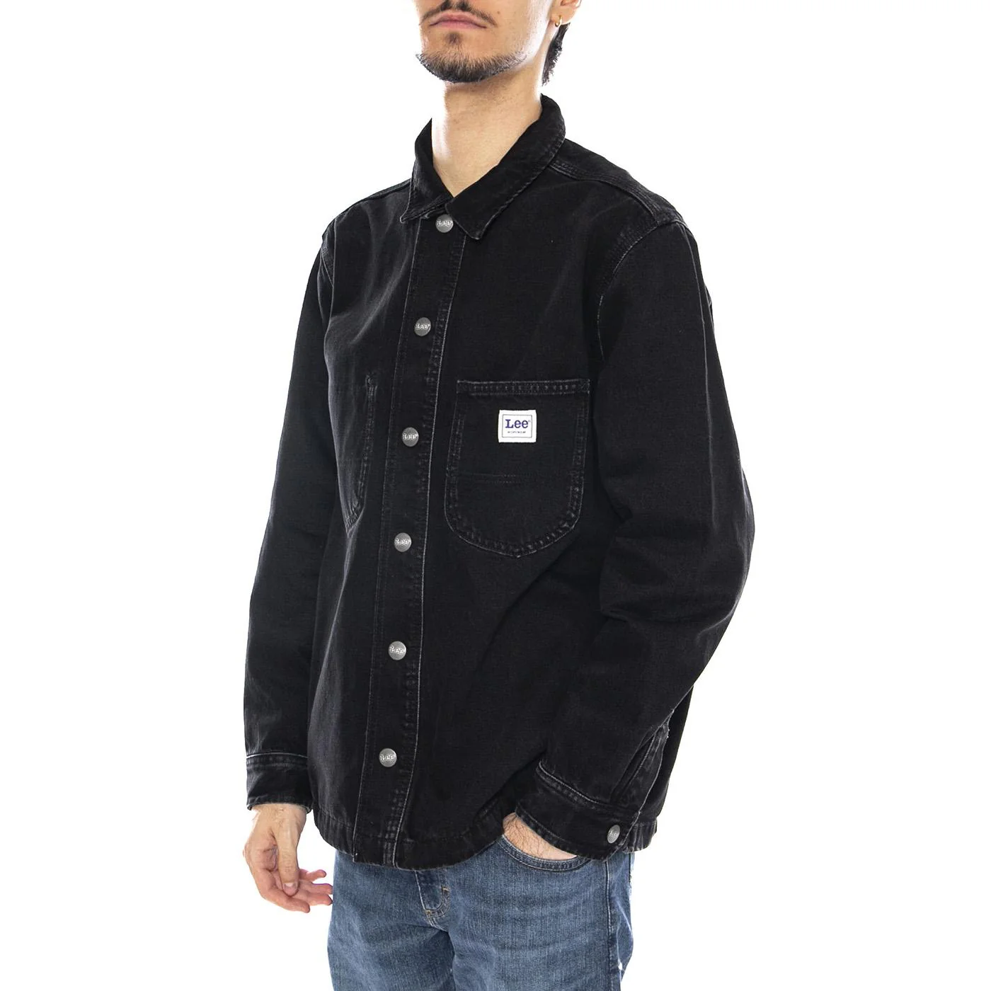 Relaxed Worwear Overshirt No Break Black - Men's Black Overshirt Jacket LEE