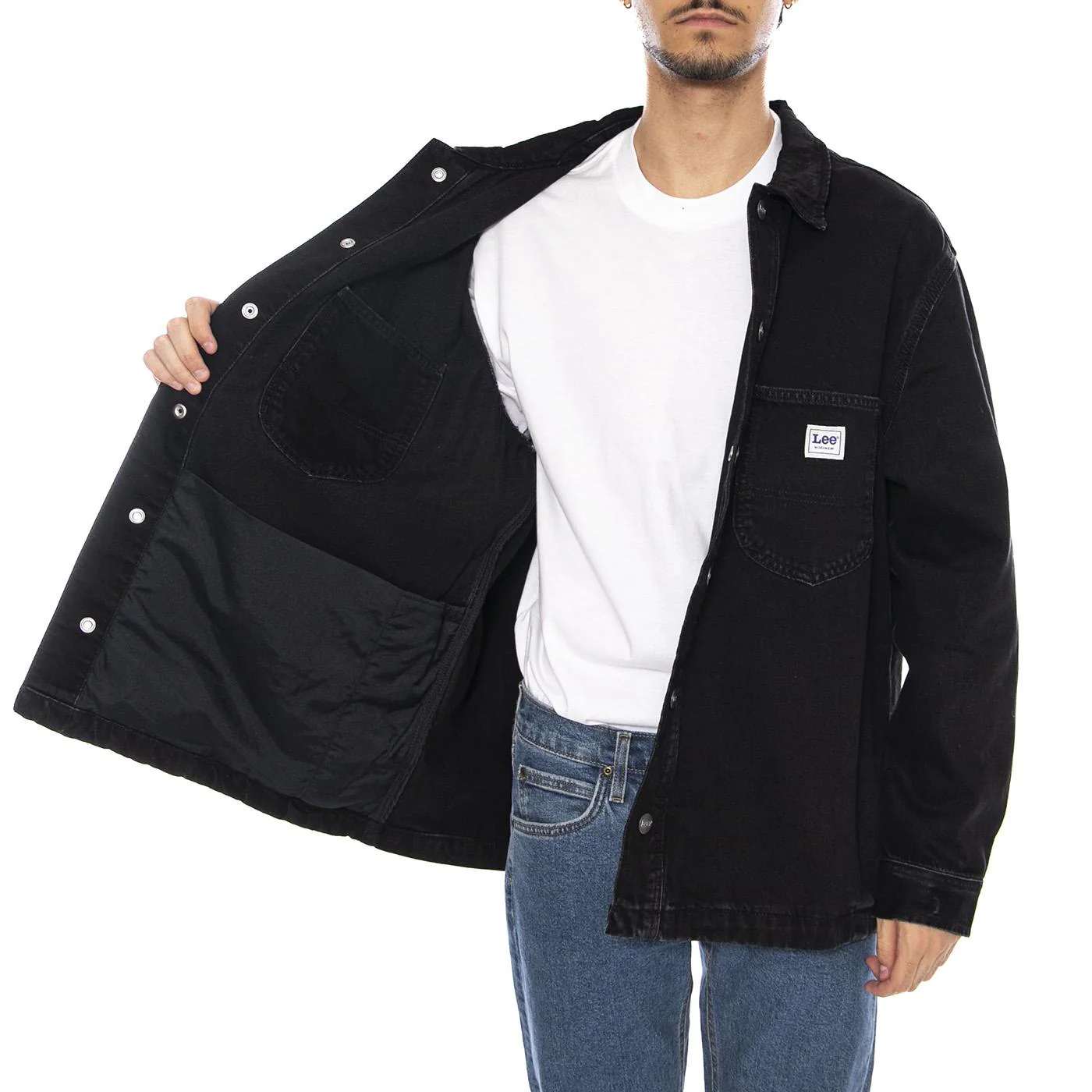 Relaxed Worwear Overshirt No Break Black - Men's Black Overshirt Jacket LEE - Image 4