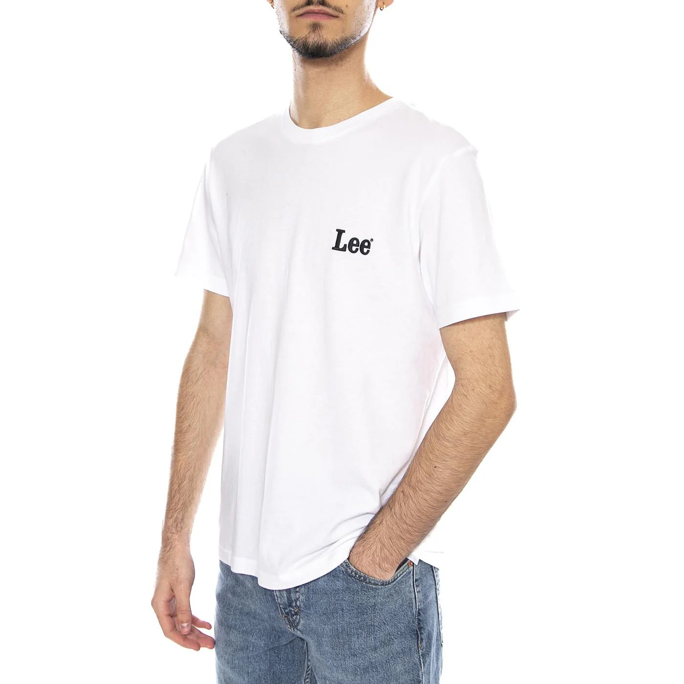 Ss Small Logo Tee Bright White -- Men's Crew Neck T-Shirt White Men's LEE