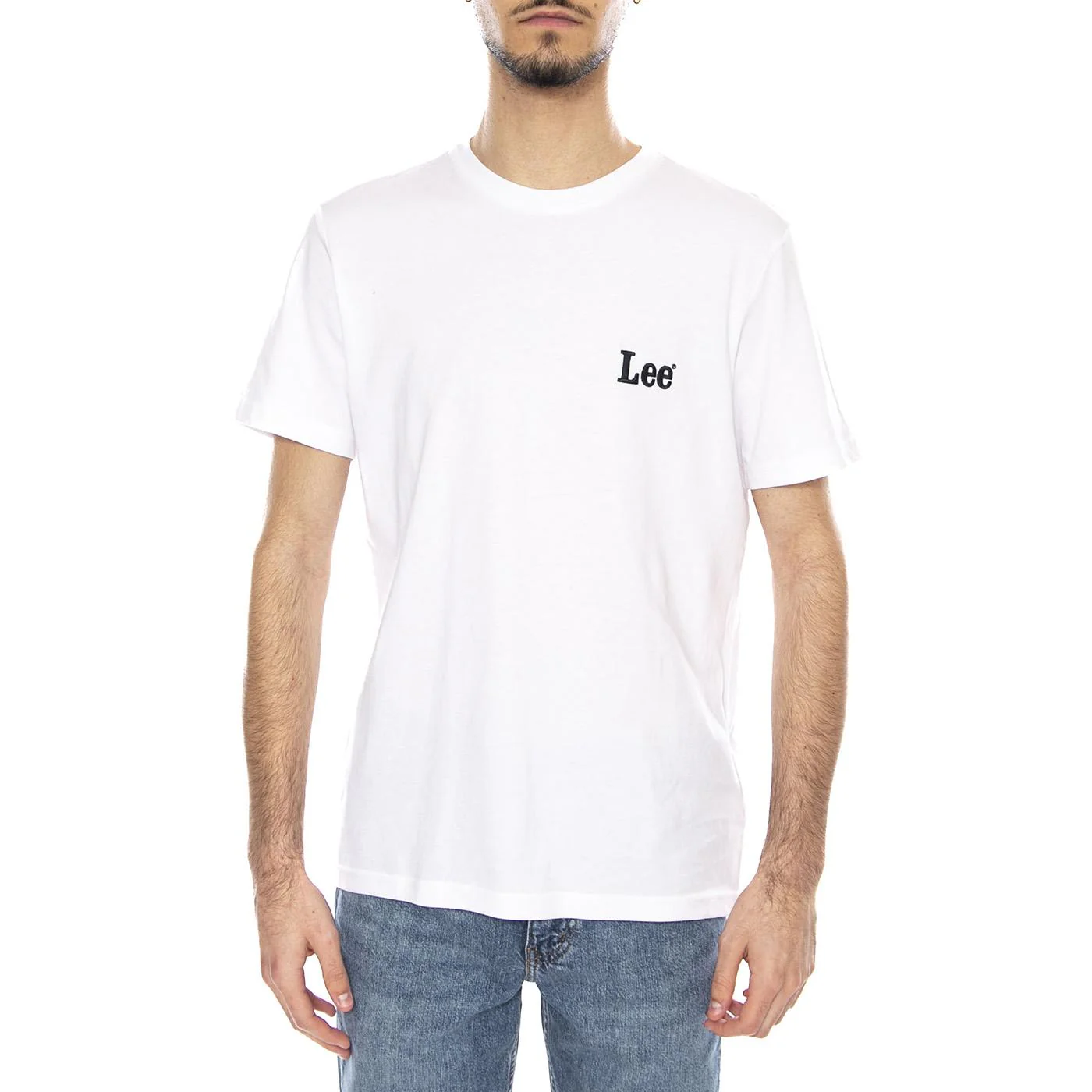 Ss Small Logo Tee Bright White -- Men's Crew Neck T-Shirt White Men's LEE - Image 2