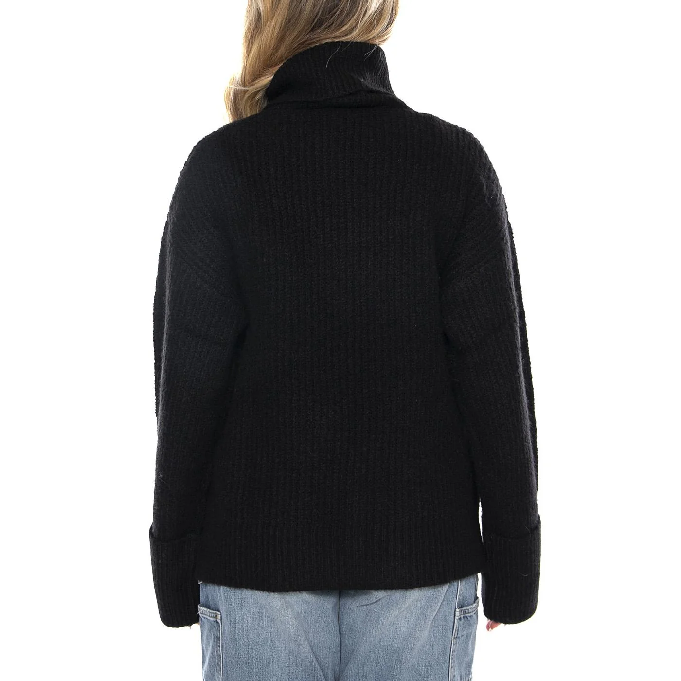 Wide Cuff Turtle Neck Unionall Black -- Women's High Neck Sweater Black Women LEE - Image 3
