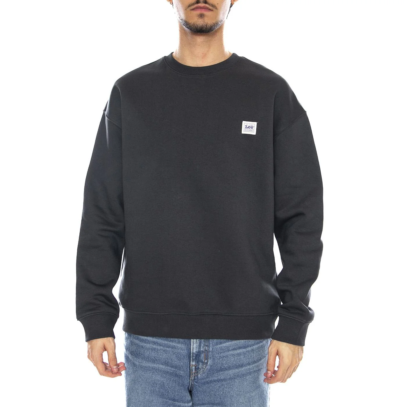Workwear SWS Washed Black Sweat - Men's Crew Neck Sweatshirt Black Men's LEE - Image 2