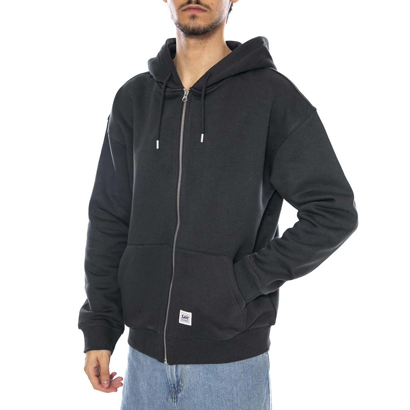 WW Full Zip Hoodie Washed Black - Men's Black Zip-Up Hoodie LEE
