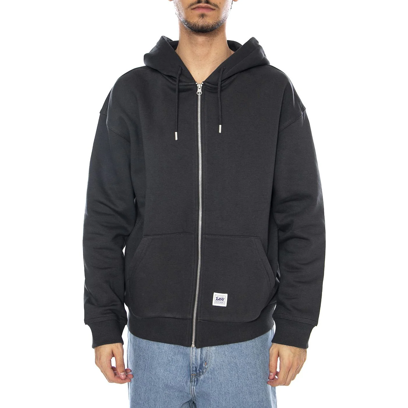 WW Full Zip Hoodie Washed Black - Men's Black Zip-Up Hoodie LEE - Image 2