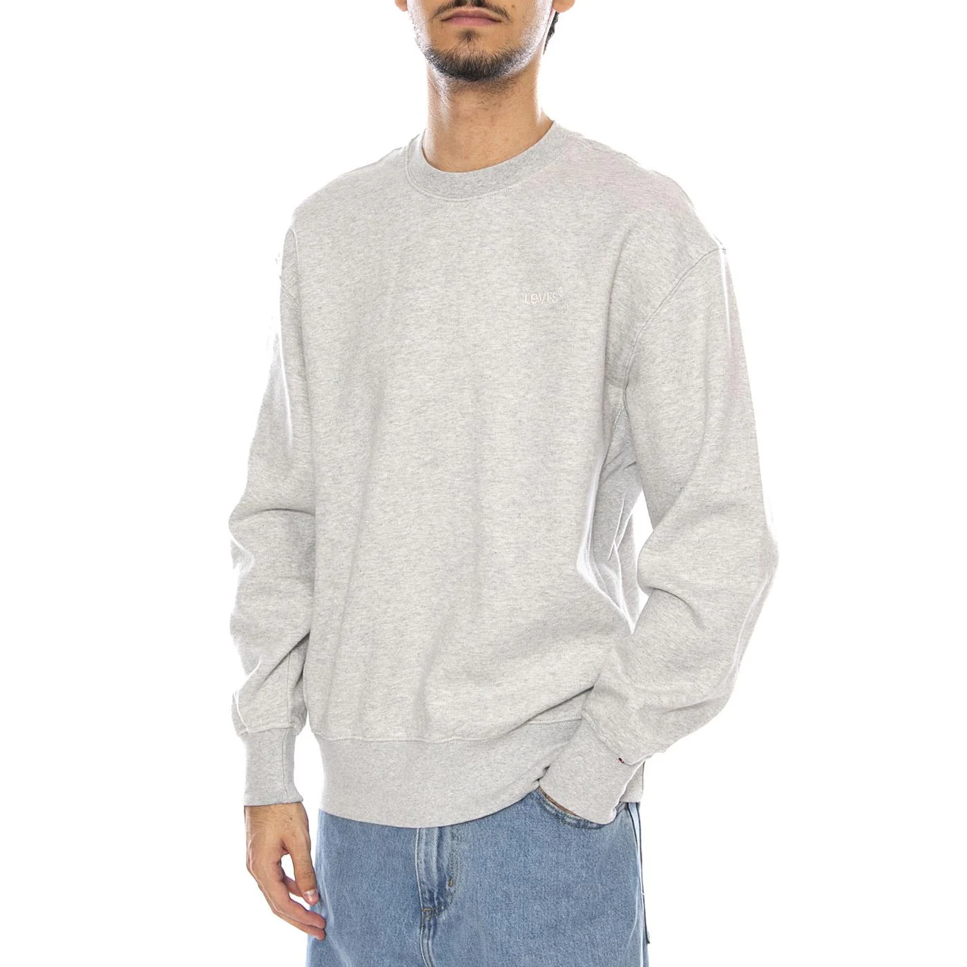Authentic Crew Light Gray Heather Bros BC03 Neutral - Men's Crewneck Sweatshirt Grey Men's LEVIS