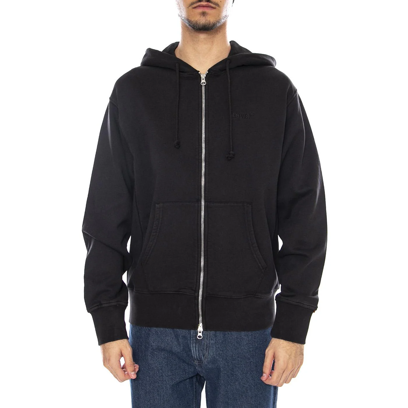 Authentic Full Zip Black Agate Garment D Black - Men's Black Zip-Up Hoodie LEVIS - Image 2