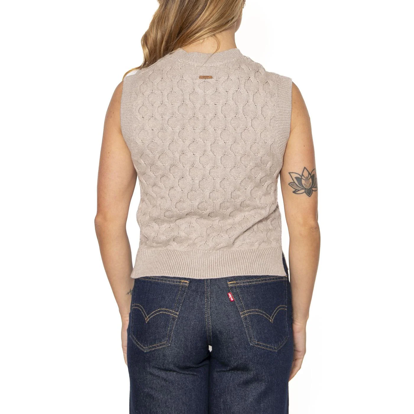 Bluebell Cable Vest Mid Oatmeal Heather - Image 3