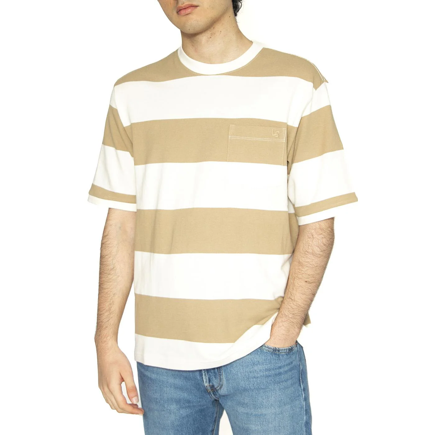 Half Sleeve Piquet Tee Rugby Stripe Chino