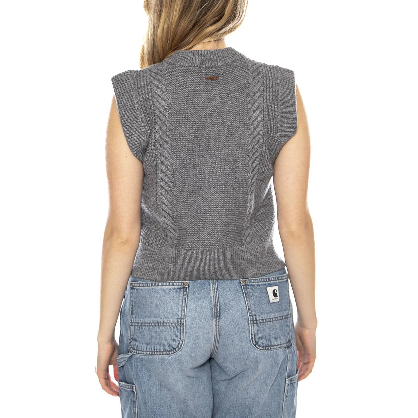 Ines Cable Sweater Vest Mid Heather Gray -- Women's Vest Gray Women LEVIS - Image 3