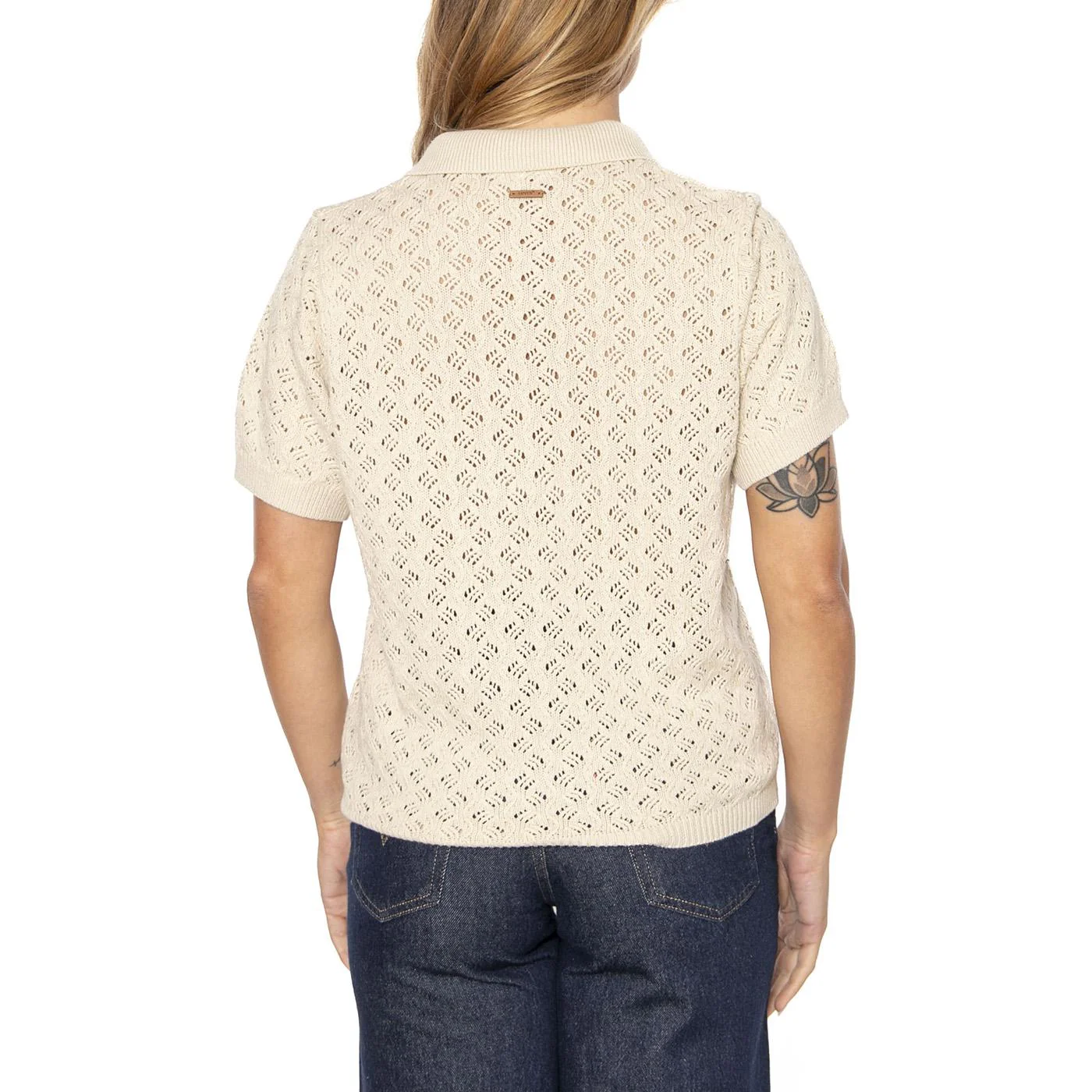 Lavender Pointelle Polo Oatmeal - Image 3