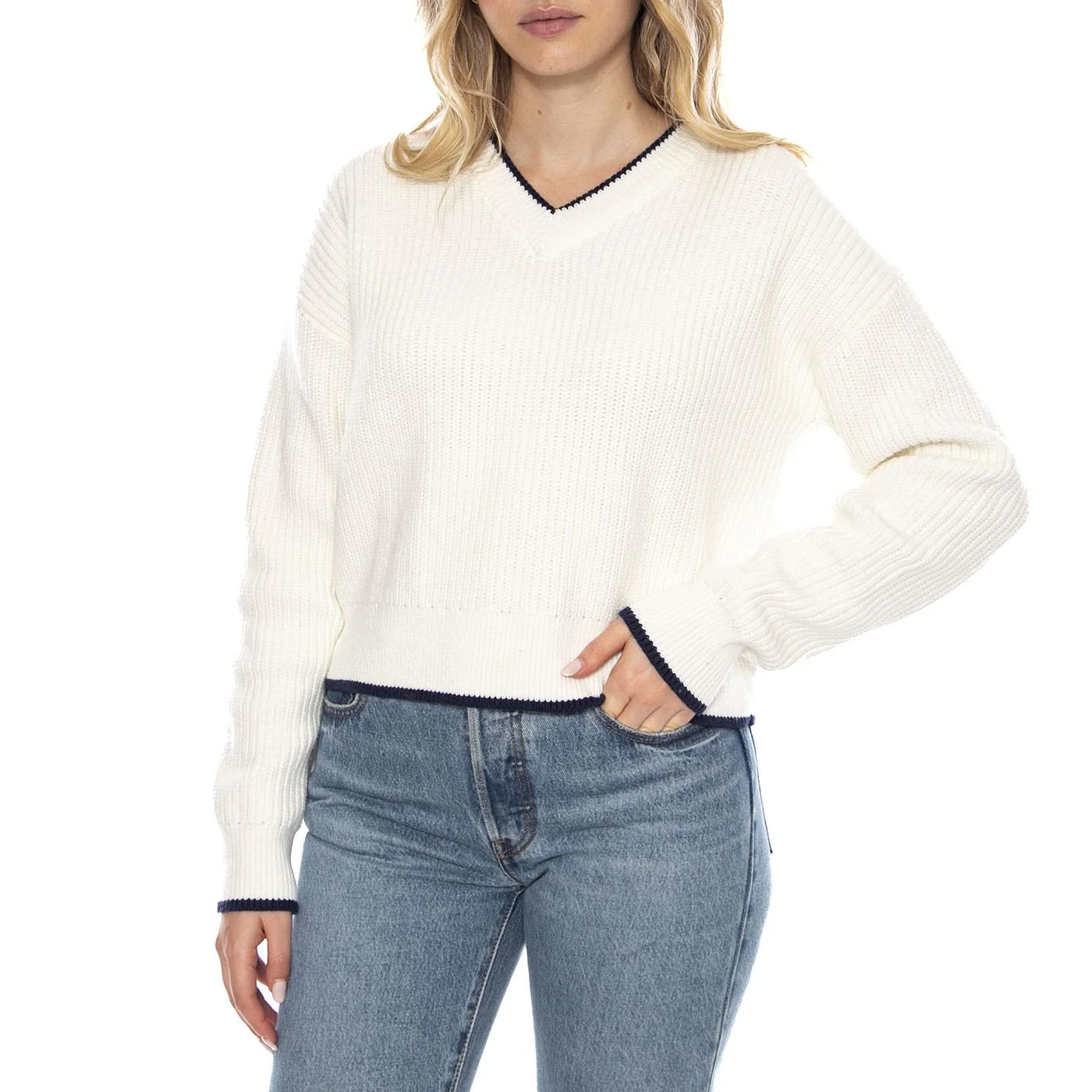 Reese V-Neck Sweater Tofu Cotton Neutral -- Women's Sweater White Women's LEVIS