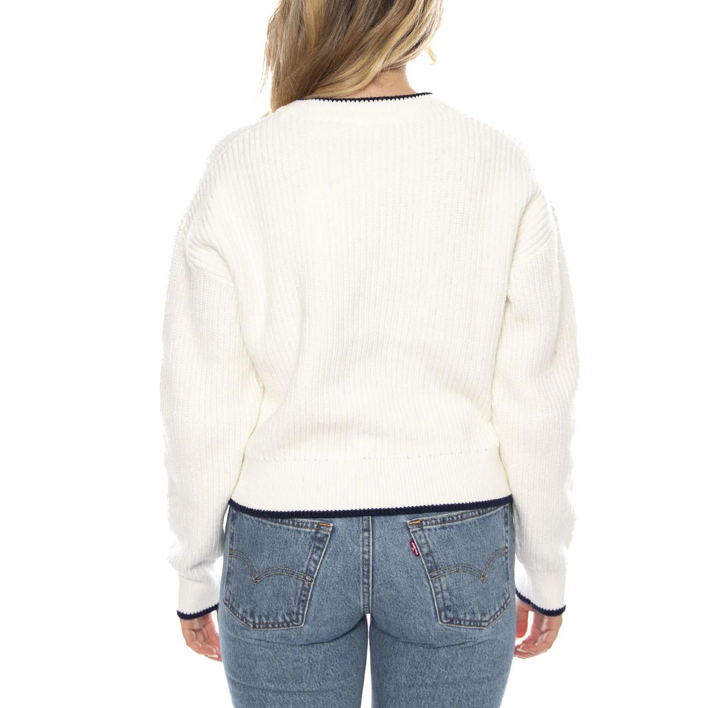 Reese V-Neck Sweater Tofu Cotton Neutral -- Women's Sweater White Women's LEVIS - Image 3