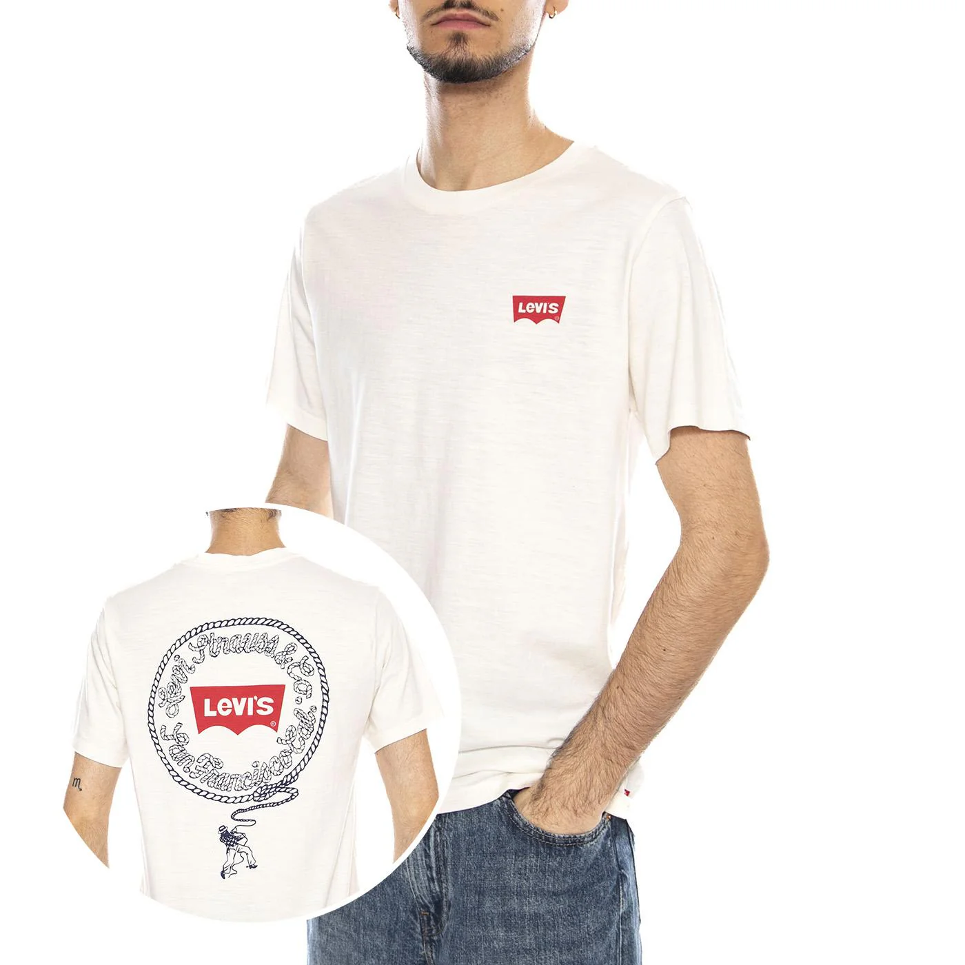 SS Relaxed Fit Tee - Coastal Creative Fresh And Smooth Pumice Stone - White Men's Crew Neck T-Shirt with Print Men's LEVIS